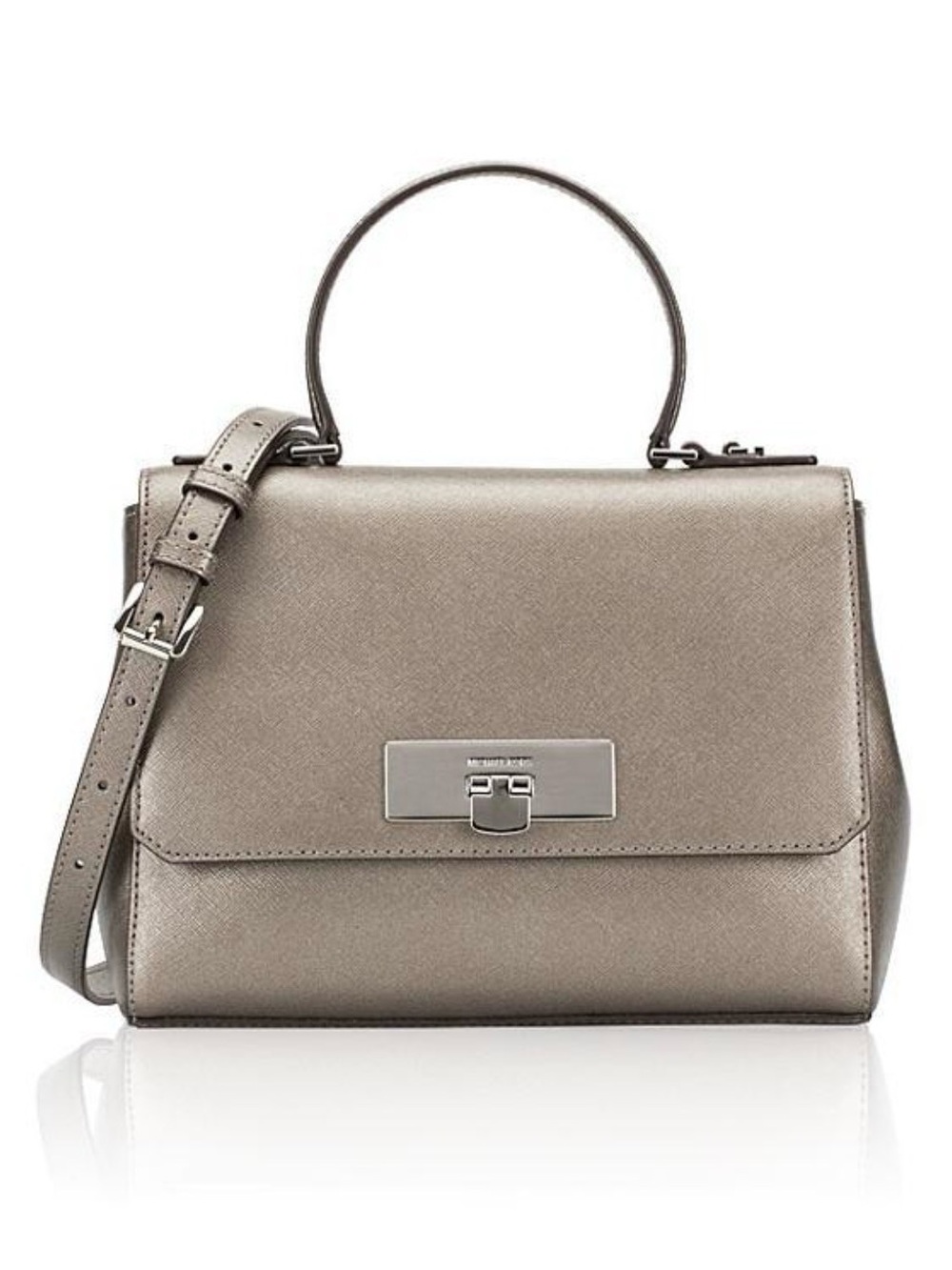MICHAEL KORS ✨Callie✨ NICKEL SMALL MESSENGER SAFFIANO LEATHER  BAG 🌟LIKE NEW🌟